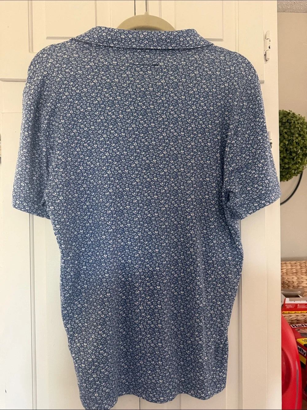 J. Crew Blue Micro Floral Polo